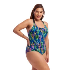 Funkita Midnight Meadow Ladies Form One Piece Brace Me Back -Aqua Shop FKS014L MIDNIGHT MEADOW 21