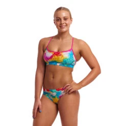 Funkita Cloudy Colours Ladies Swim Crop Top - Funkita