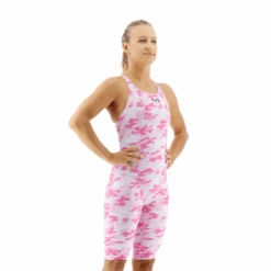 TYR Thresher Camo Pink Open Back Knee Race Suit - TYR