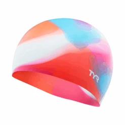 TYR Youth Tie Dye Pink/Blue Silicone Swim Cap