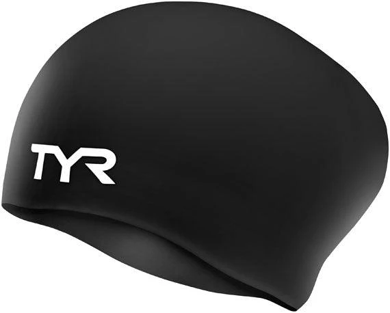TYR Long Hair Black Silicone Swim Cap 1 TYR Long Hair Black Silicone Swim Cap