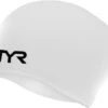 TYR White Long Hair Silicone Wrinkle-Free Swim Cap
